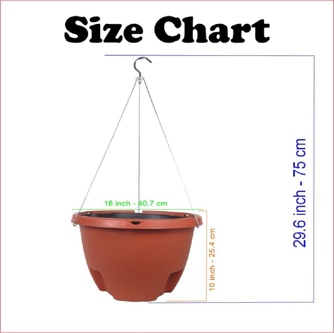 The Weekender 16 "Self Watering Hanging Planter Terracotta Colored (3 Pack)
