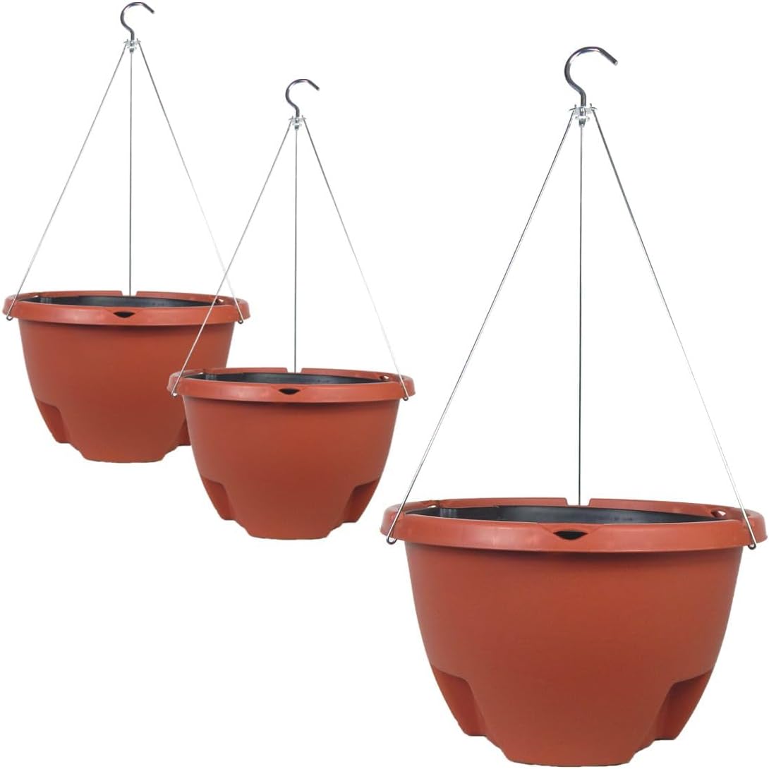 The Weekender 16 "Self Watering Hanging Planter Terracotta Colored (3 Pack)
