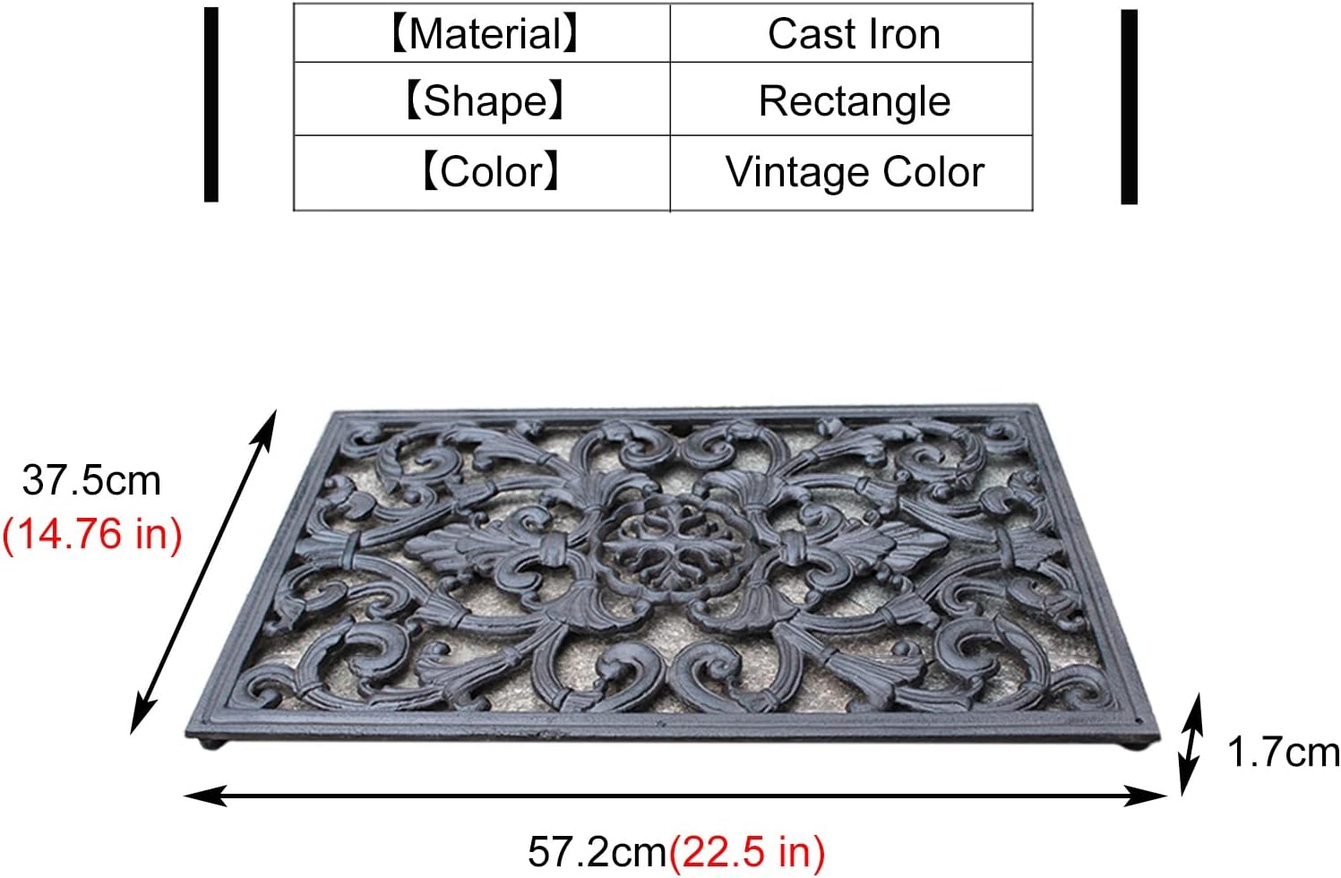 ZALN Welcome Front Door Mat for Outdoor Entrance, Wrought Iron Entrance Way Mat Rectangle, Farmhouse Funny Doormats All Weather, 22.5 Inch Long
