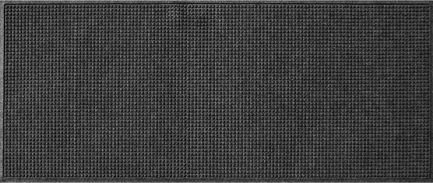 Bungalow Flooring Waterhog Door Mat, 4' x 6' Made in USA, Durable and Decorative Floor Covering, Skid Resistant, Indoor/Outdoor, Water-Trapping, Squares Collection, Charcoal