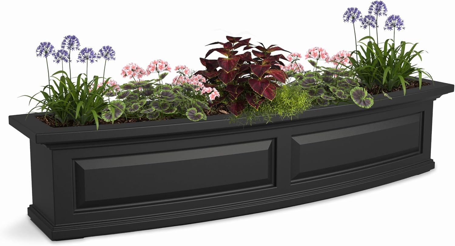 Mayne Nantucket 5-Foot Window Box – Self-Watering, Weather-Resistant Planter for Flowers – Durable Design for Outdoor Use, Perfect for Windows