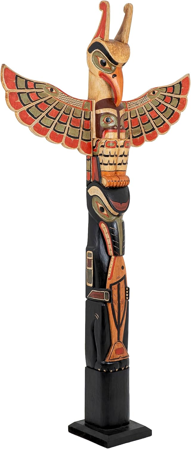 Skull Bliss - Hand-Carved Totem Pole - Cosmo/Sustainably Sourced Wooden Home Decor/Outdoor Garden Yard Decorations/Bali-Crafted Patio Large Wood Statues for Home and Outside