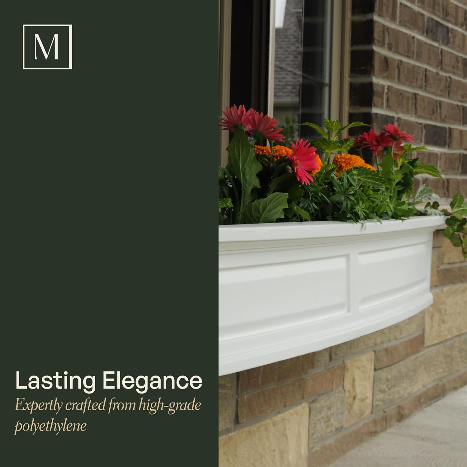 Mayne Nantucket 5-Foot Window Box – Self-Watering, Weather-Resistant Planter for Flowers – Durable Design for Outdoor Use, Perfect for Windows