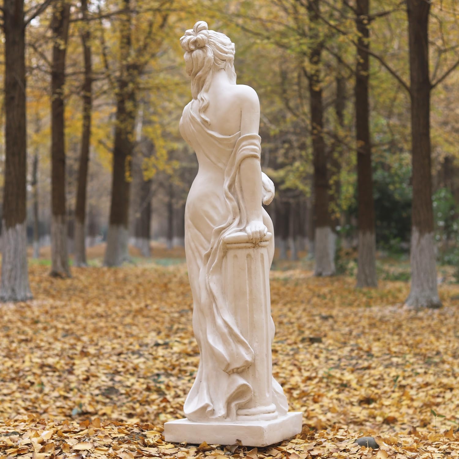 Outdoor Garden Nymph Statue 51 Inch Large Magnesium Oxide Sculpture Goddess of Spring Flowers Greek Mythology Roman Style Outdoor Patio Yard Lawn Porch Decor Ivory