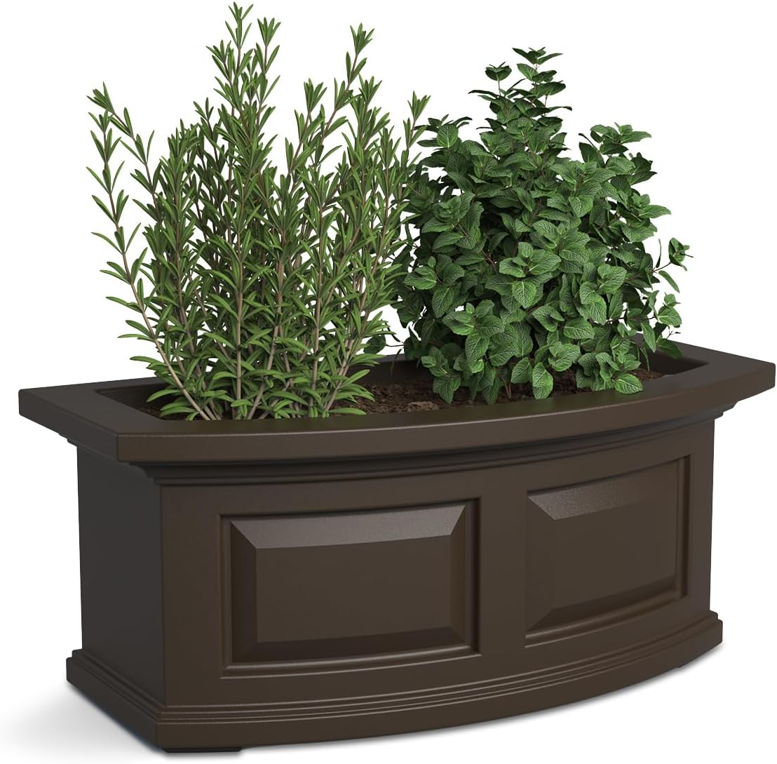 Mayne Nantucket 5-Foot Window Box – Self-Watering, Weather-Resistant Planter for Flowers – Durable Design for Outdoor Use, Perfect for Windows