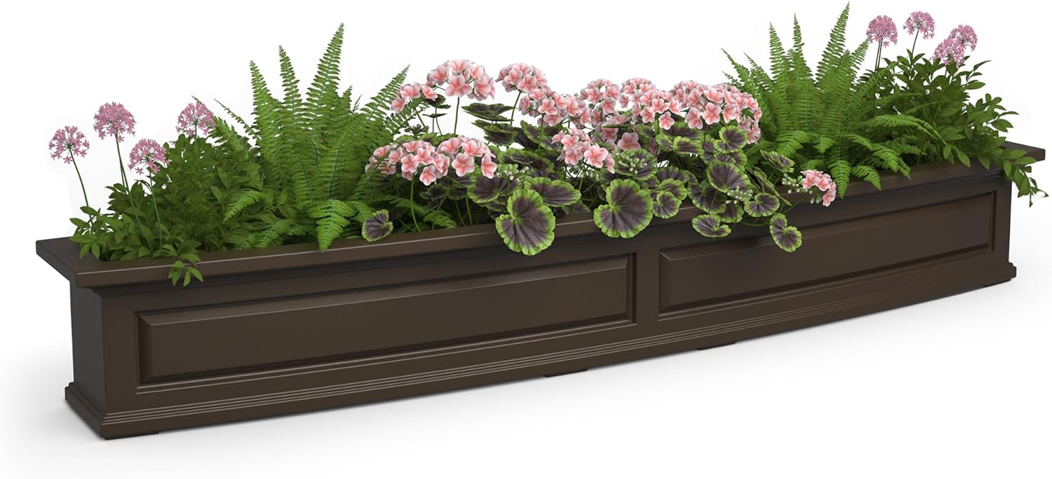 Mayne Nantucket 5-Foot Window Box – Self-Watering, Weather-Resistant Planter for Flowers – Durable Design for Outdoor Use, Perfect for Windows