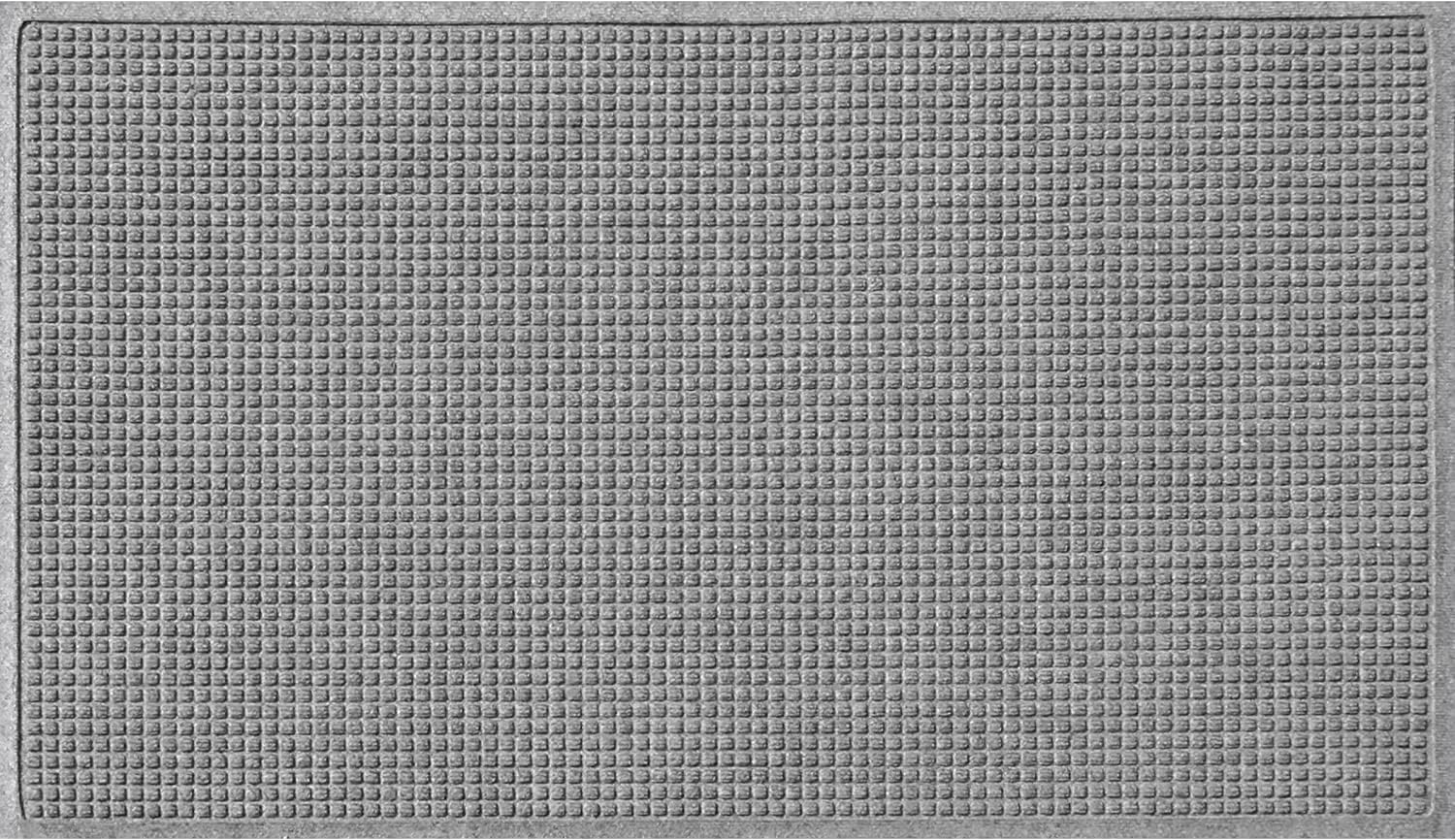 Bungalow Flooring Waterhog Door Mat, 4' x 6' Made in USA, Durable and Decorative Floor Covering, Skid Resistant, Indoor/Outdoor, Water-Trapping, Squares Collection, Charcoal