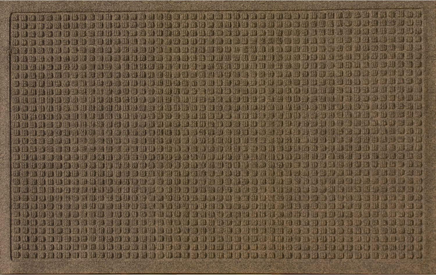 Bungalow Flooring Waterhog Door Mat, 4' x 6' Made in USA, Durable and Decorative Floor Covering, Skid Resistant, Indoor/Outdoor, Water-Trapping, Squares Collection, Charcoal