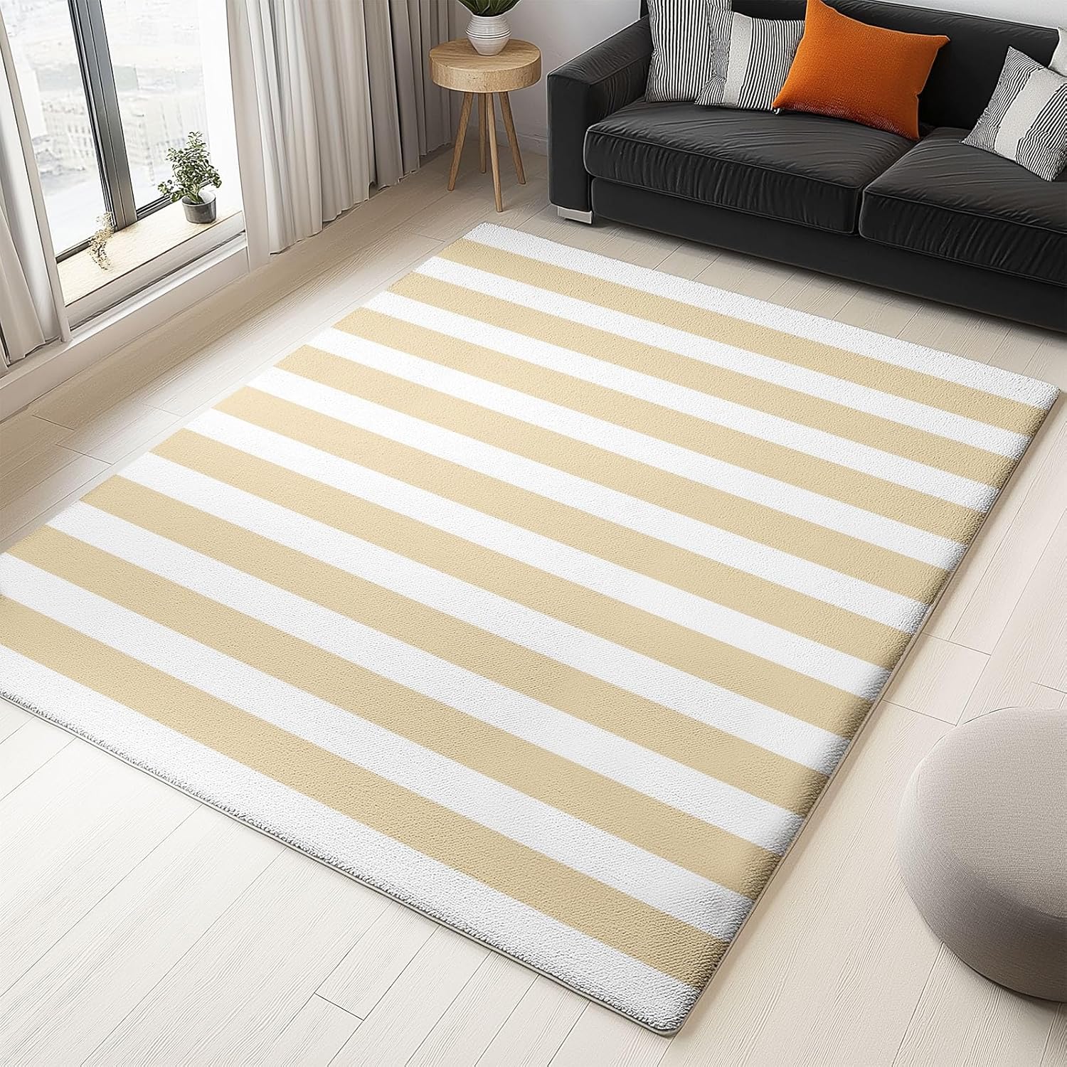 Washable Area Rugs Geometric Symmetric Rectangle 6 x 8 ft Carpet, Dark Brown Stain Resistant Machine Washable Non-Slip Flannel Carpet, for Bedroom Dining Room Entryway Doormat