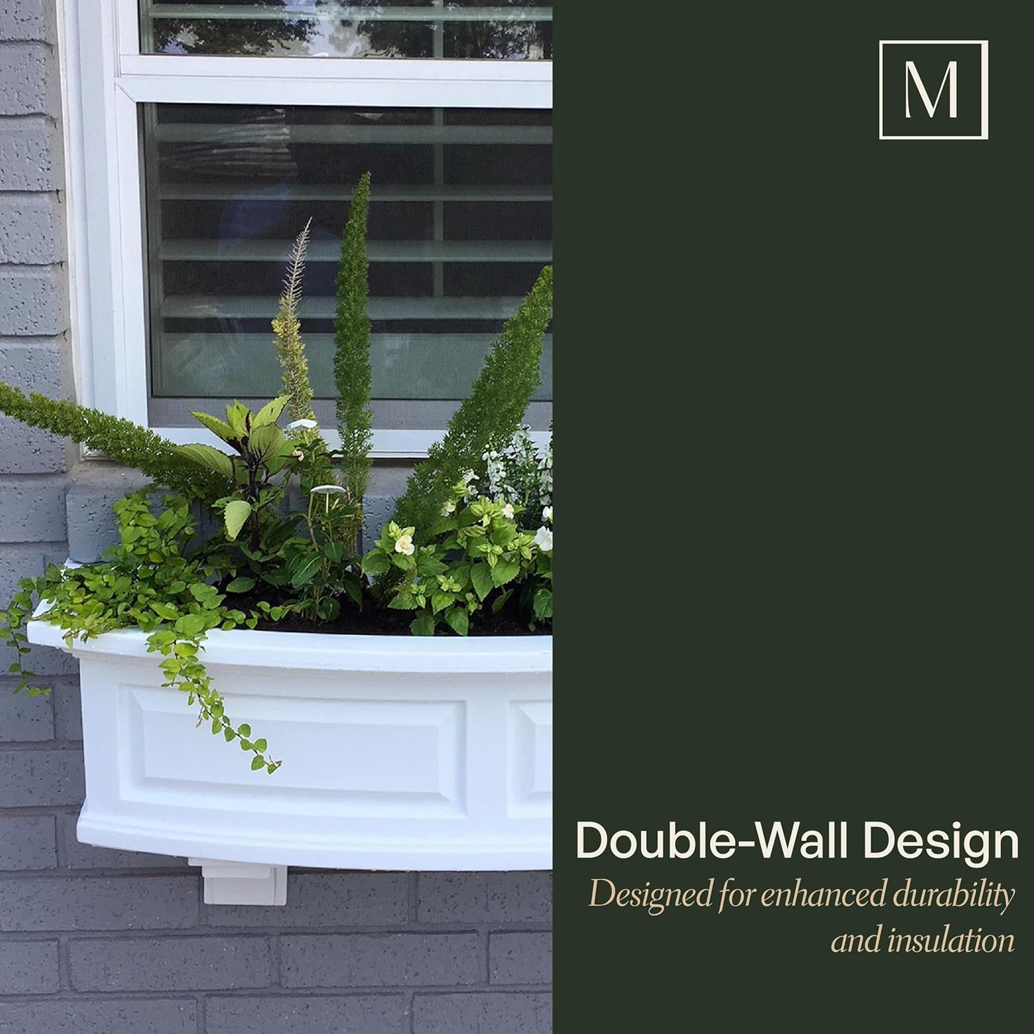 Mayne Nantucket 5-Foot Window Box – Self-Watering, Weather-Resistant Planter for Flowers – Durable Design for Outdoor Use, Perfect for Windows