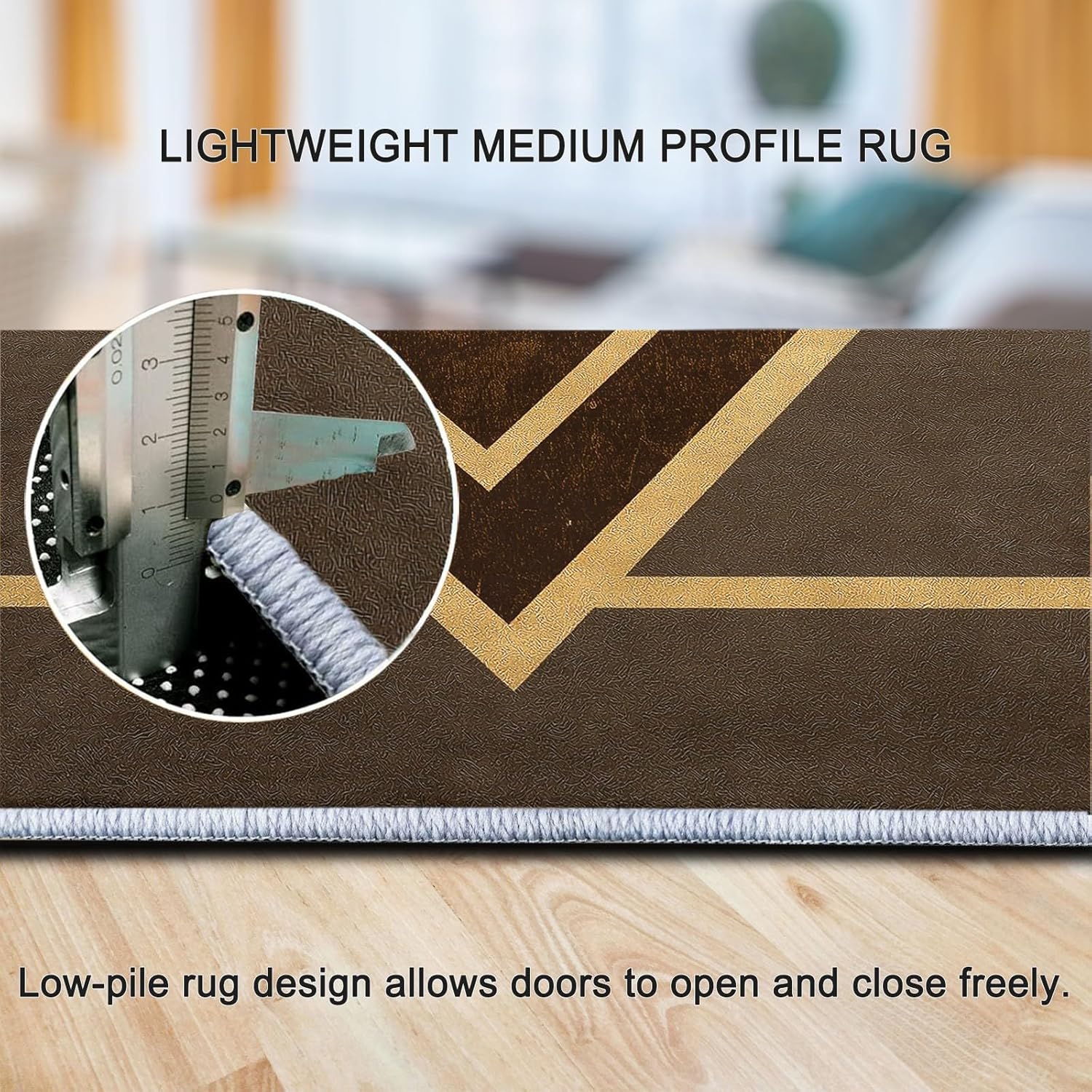 Washable Area Rugs Geometric Symmetric Rectangle 6 x 8 ft Carpet, Dark Brown Stain Resistant Machine Washable Non-Slip Flannel Carpet, for Bedroom Dining Room Entryway Doormat