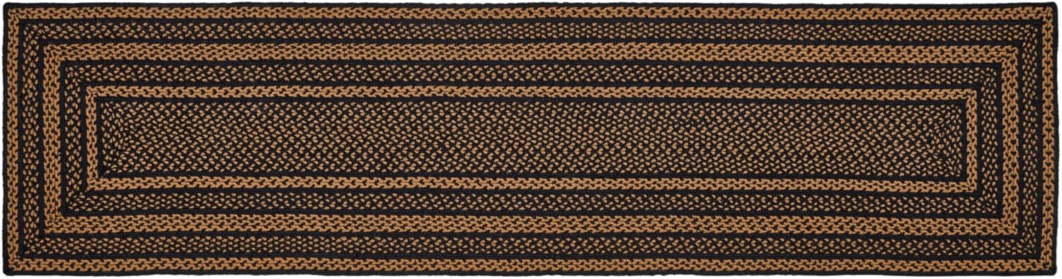 VHC Brands Farmhouse Primitive Jute Black Striped Area Rug Rectangle w/Floor Pad 60"x96"