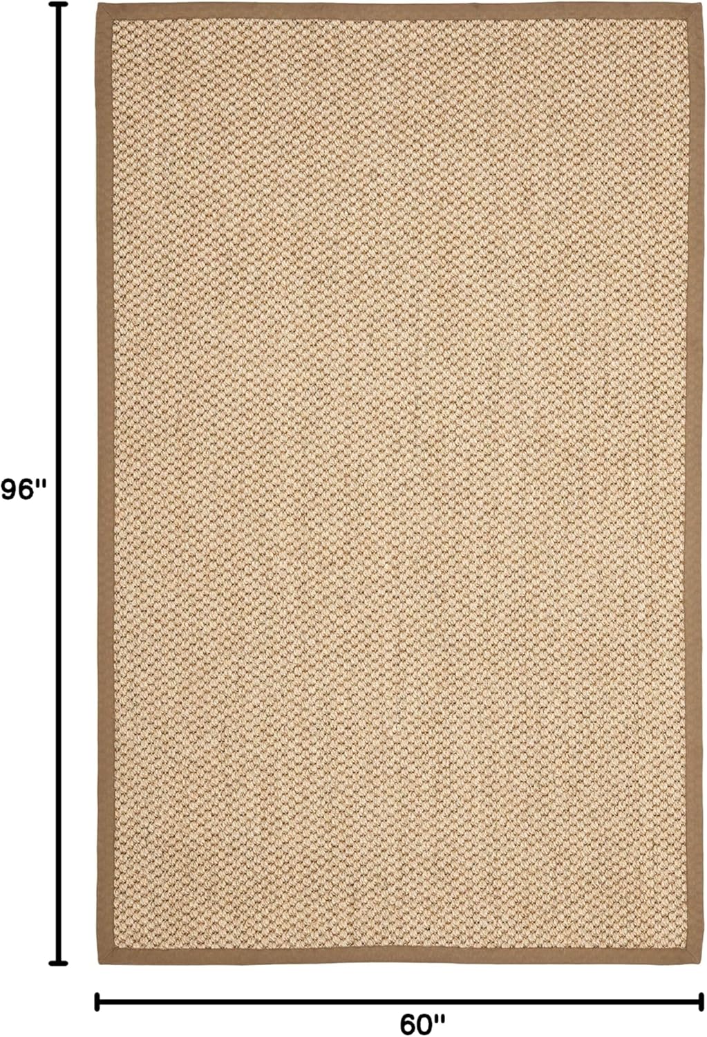 SAFAVIEH Area Rug 5x8 - Natural Fiber Collection - Natural Brown, Sisal, Woven Design with Border (NF525B)