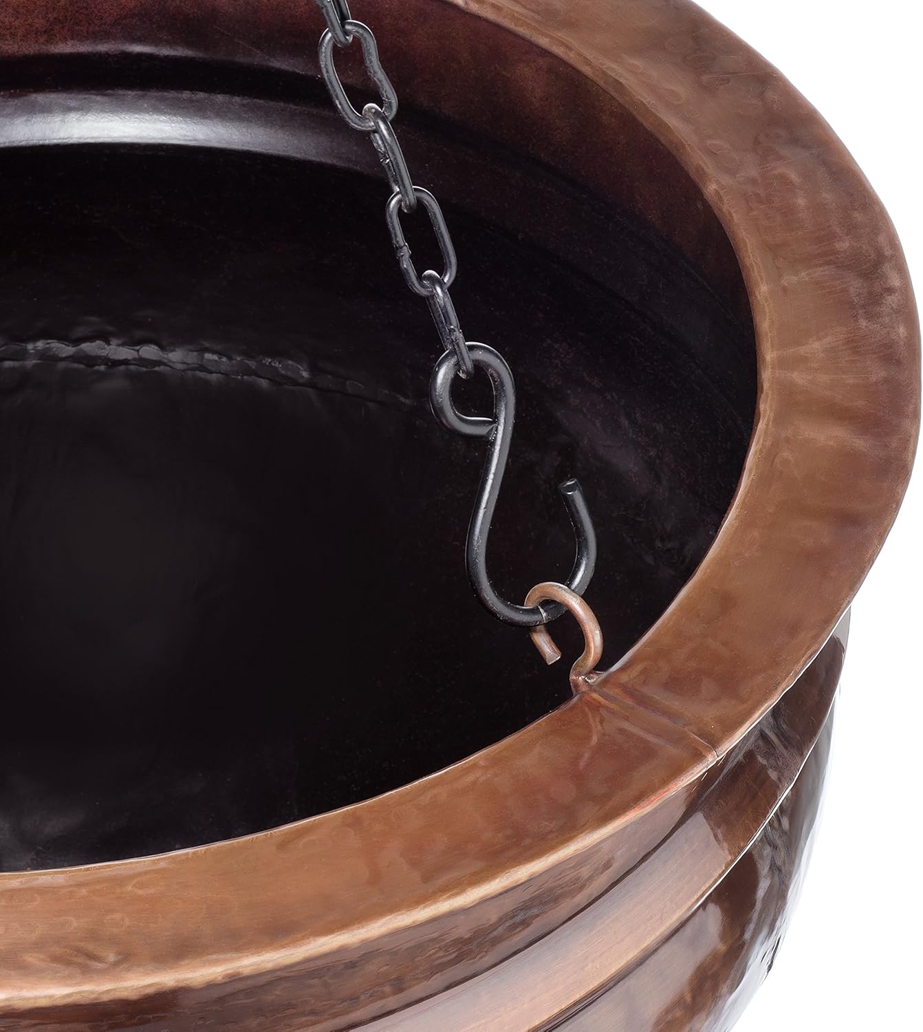 H Potter Hanging Copper Planter with Antique Finish and Chain Outdoor Plant Flower Pot for Home Patio Deck Terrace Balcony