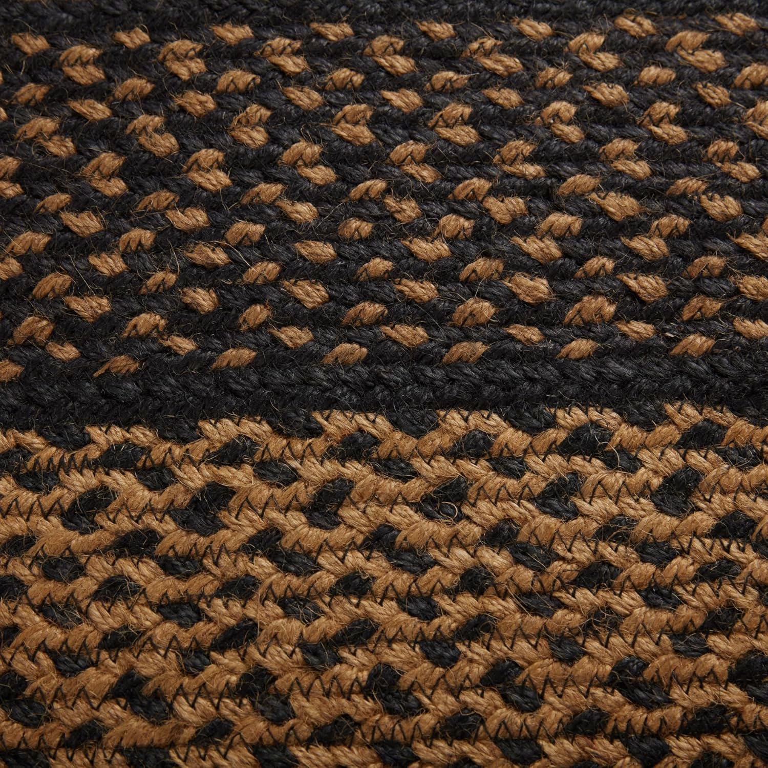VHC Brands Farmhouse Primitive Jute Black Striped Area Rug Rectangle w/Floor Pad 60"x96"