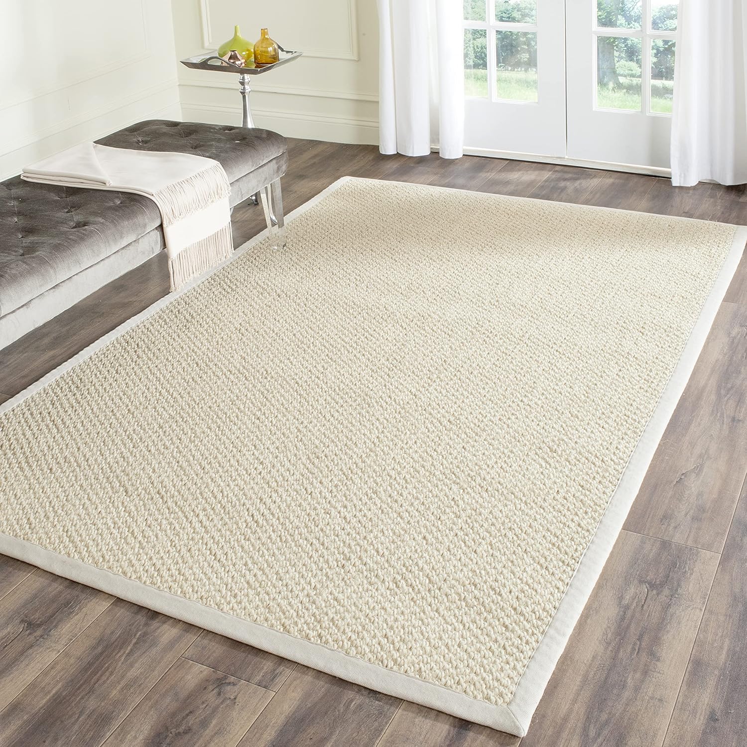 SAFAVIEH Area Rug 5x8 - Natural Fiber Collection - Natural Brown, Sisal, Woven Design with Border (NF525B)
