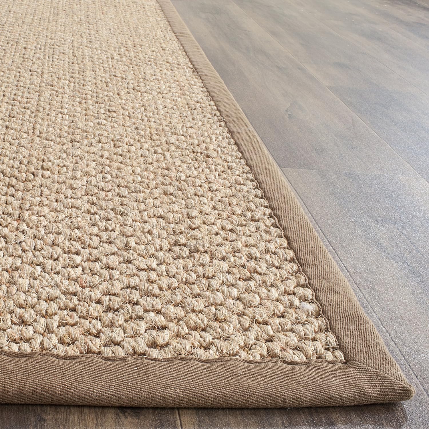 SAFAVIEH Area Rug 5x8 - Natural Fiber Collection - Natural Brown, Sisal, Woven Design with Border (NF525B)