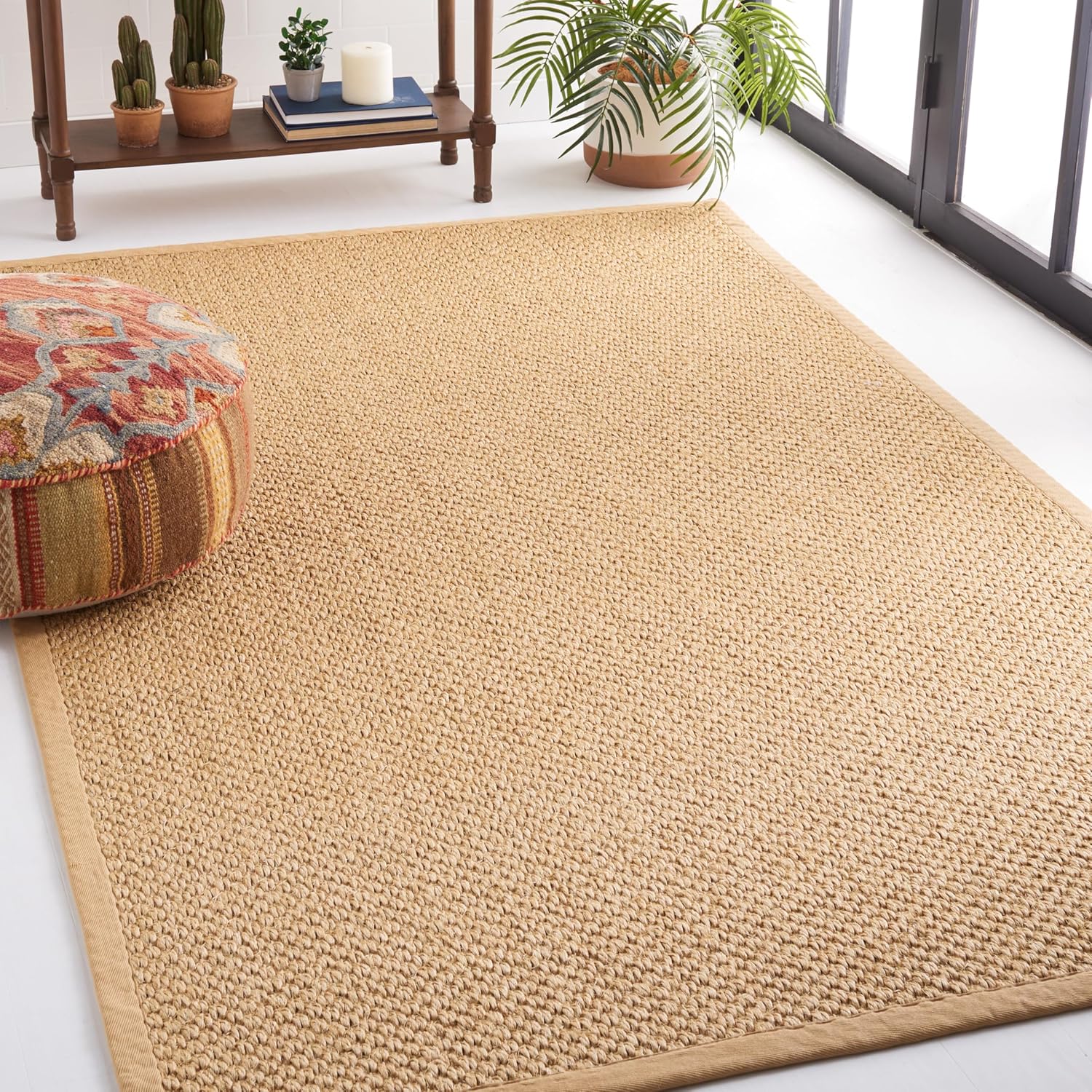 SAFAVIEH Area Rug 5x8 - Natural Fiber Collection - Natural Brown, Sisal, Woven Design with Border (NF525B)