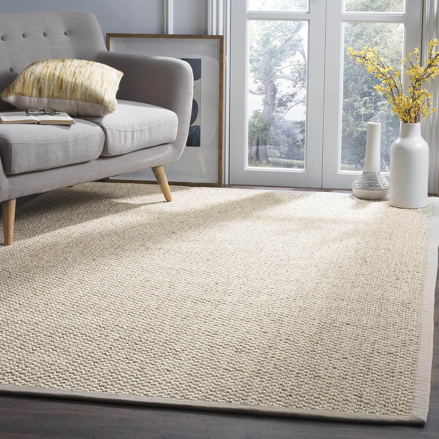 SAFAVIEH Area Rug 5x8 - Natural Fiber Collection - Natural Brown, Sisal, Woven Design with Border (NF525B)