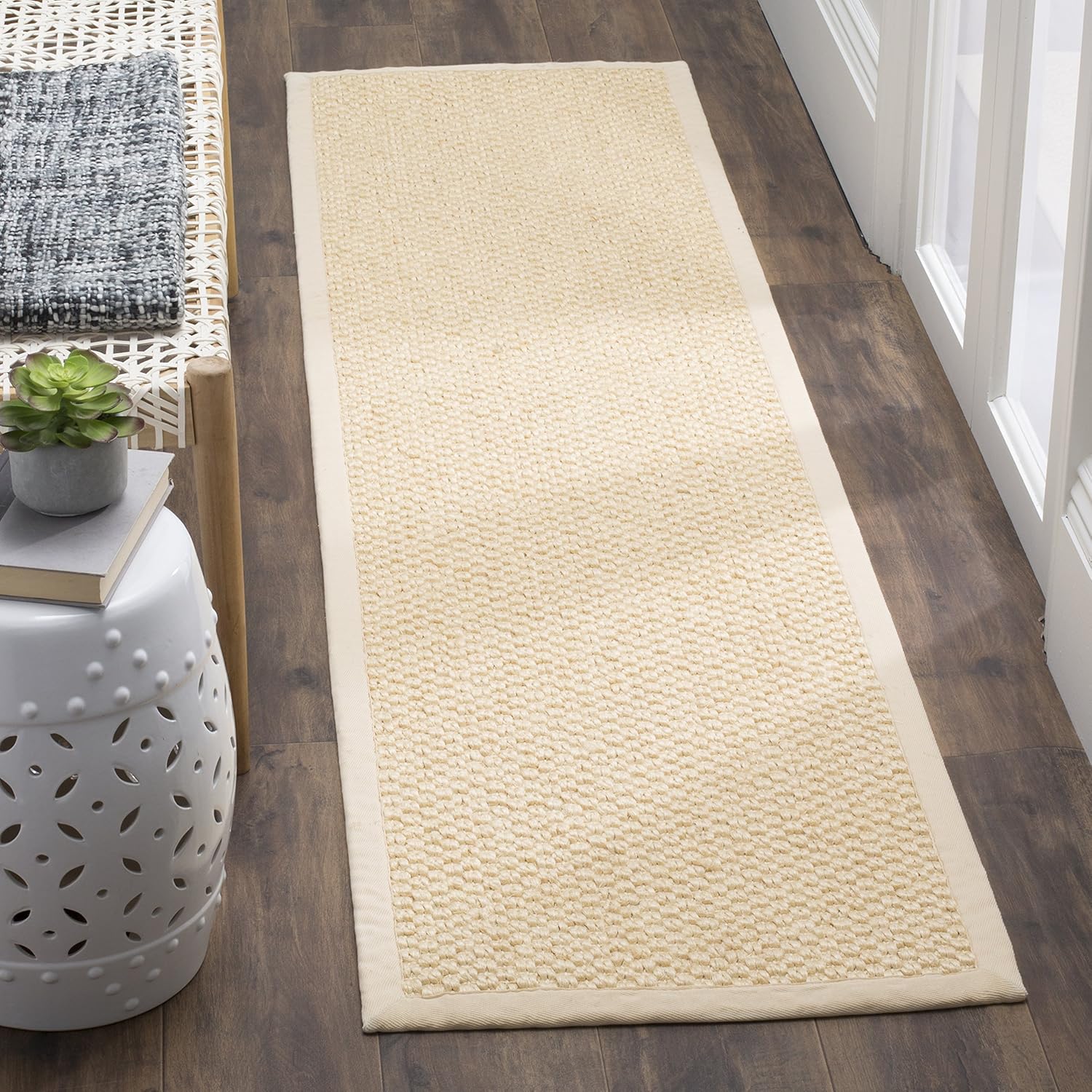 SAFAVIEH Area Rug 5x8 - Natural Fiber Collection - Natural Brown, Sisal, Woven Design with Border (NF525B)