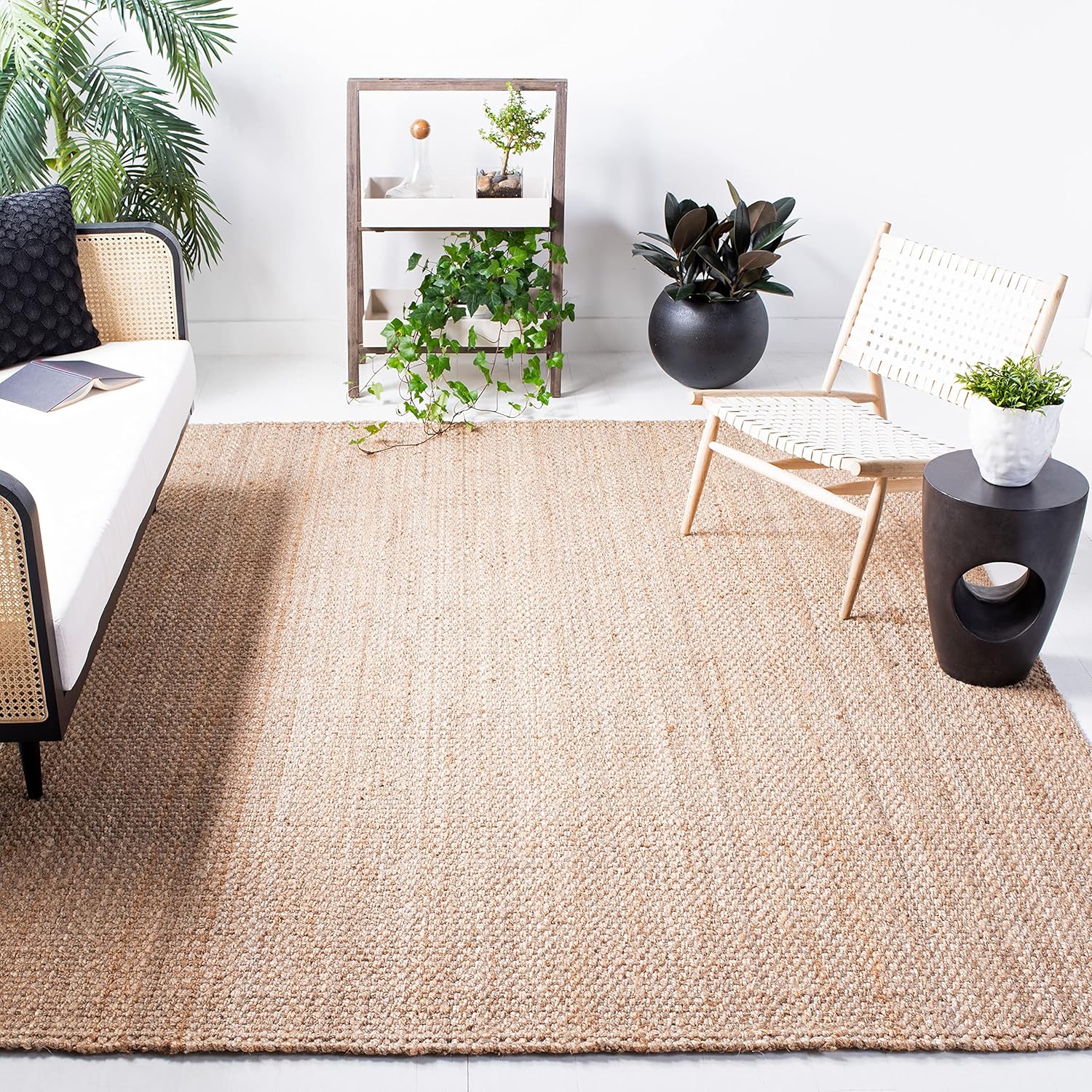 SAFAVIEH Area Rug 8x10 - Natural Fiber Collection - Large - Natural Brown, Handmade Jute, Basketweave Pattern (NF401A)