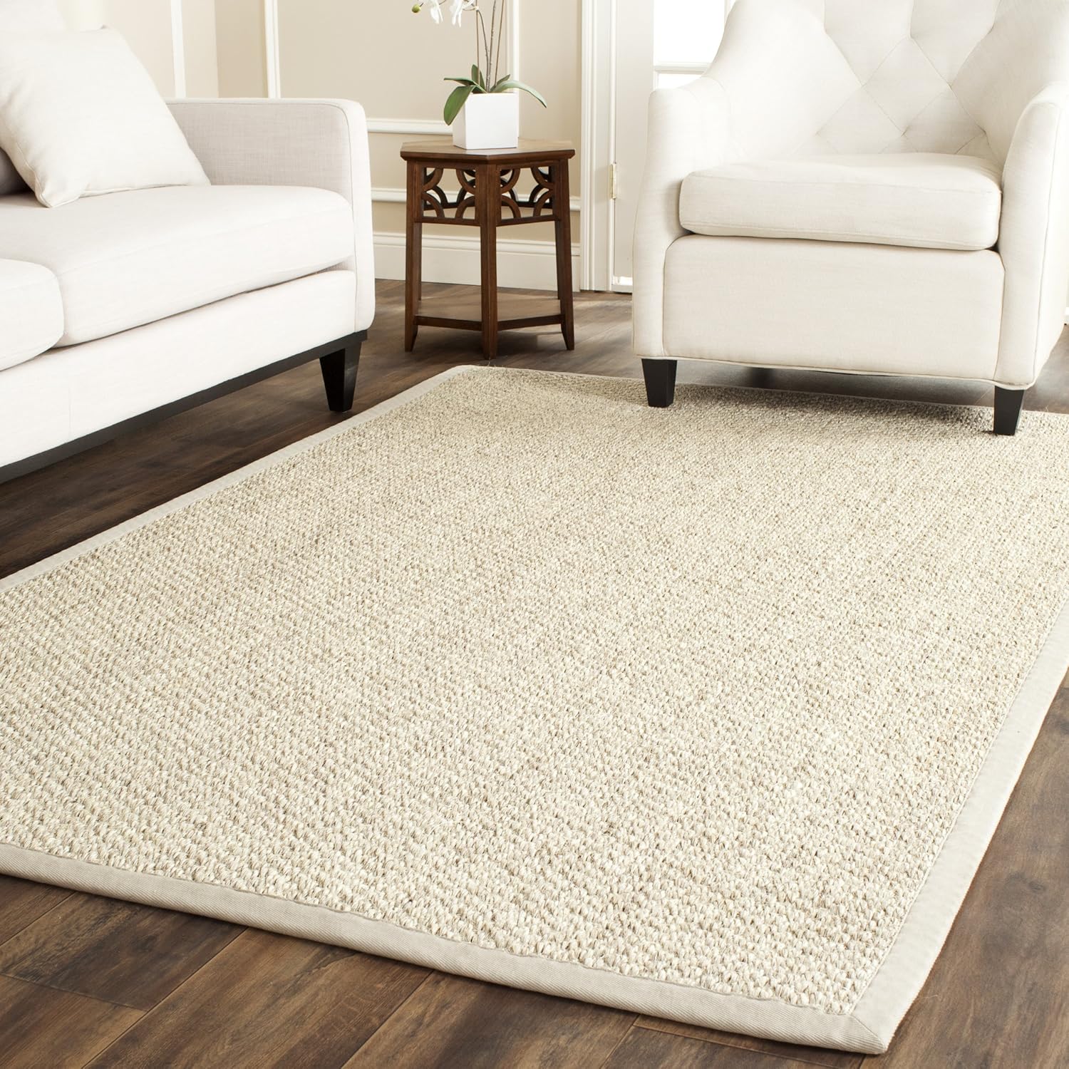 SAFAVIEH Area Rug 5x8 - Natural Fiber Collection - Natural Brown, Sisal, Woven Design with Border (NF525B)