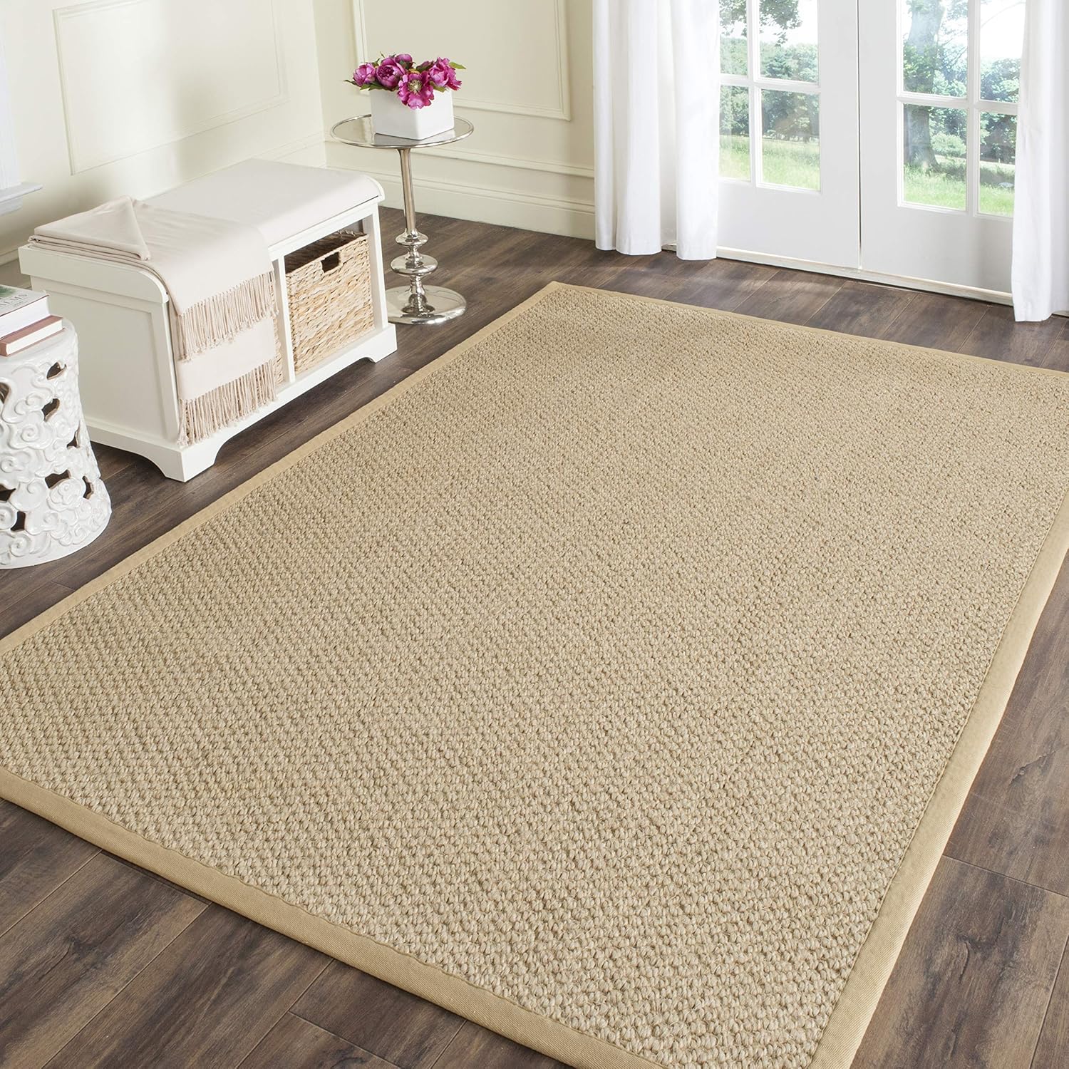 SAFAVIEH Area Rug 5x8 - Natural Fiber Collection - Natural Brown, Sisal, Woven Design with Border (NF525B)