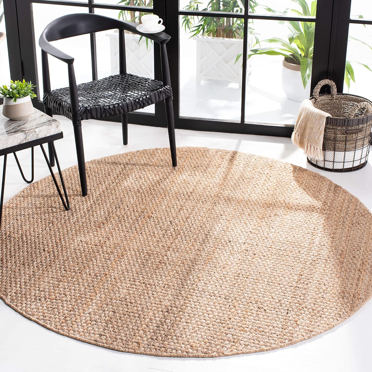 SAFAVIEH Area Rug 8x10 - Natural Fiber Collection - Large - Natural Brown, Handmade Jute, Basketweave Pattern (NF401A)