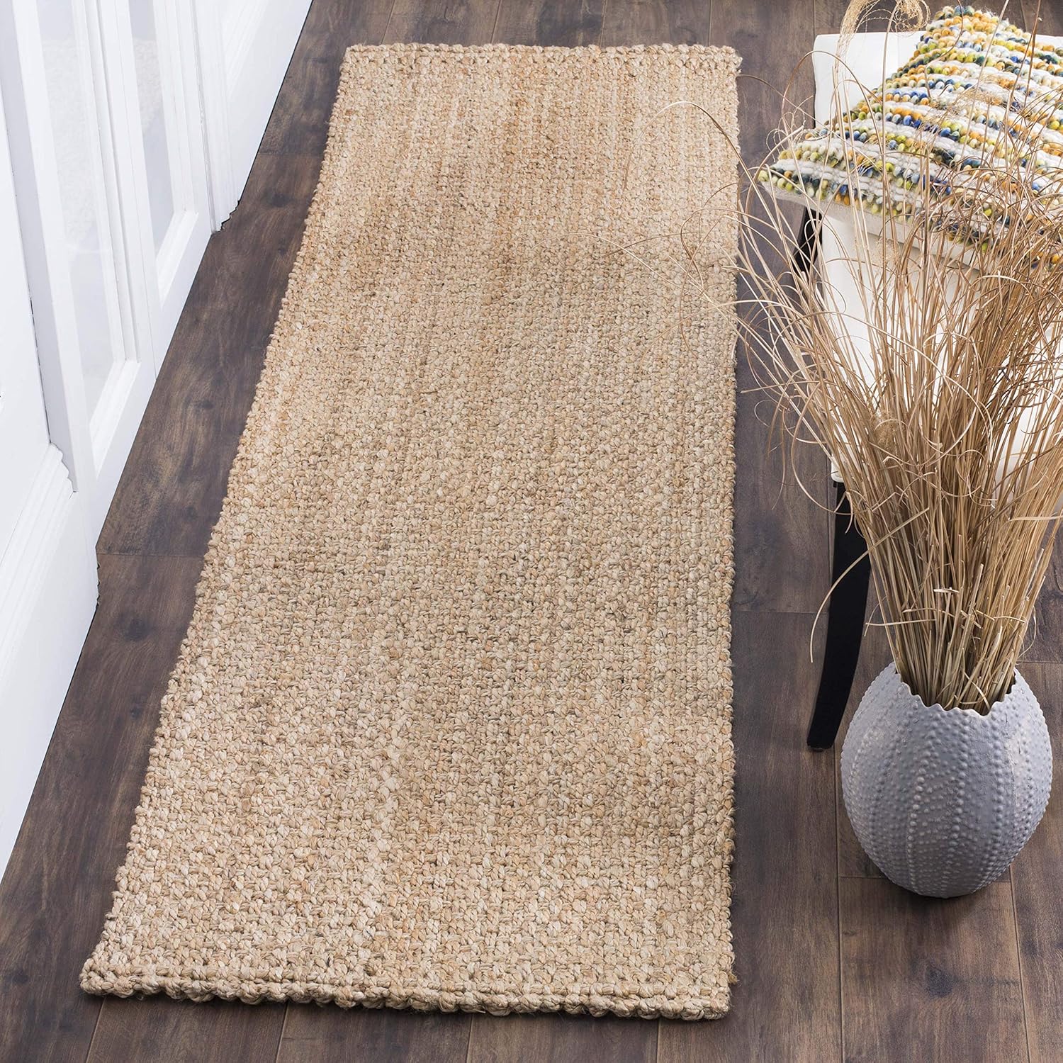 SAFAVIEH Area Rug 8x10 - Natural Fiber Collection - Large - Natural Brown, Handmade Jute, Basketweave Pattern (NF401A)