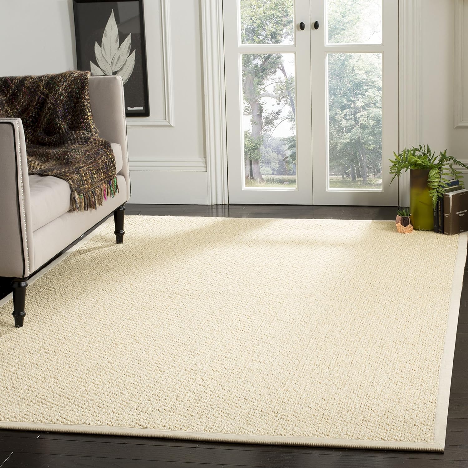 SAFAVIEH Area Rug 5x8 - Natural Fiber Collection - Natural Brown, Sisal, Woven Design with Border (NF525B)