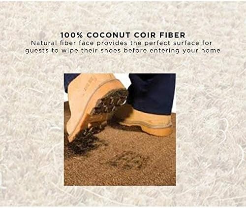 1 Piece 30" x 48" All Seasons Casual Slip Resistant Rubber Coir Doormat, Classic Rectangle Shape Letter A Double Monogrammed Doormat, Modern & Contemporary Durable Natural Brown Black Outdoor Rug