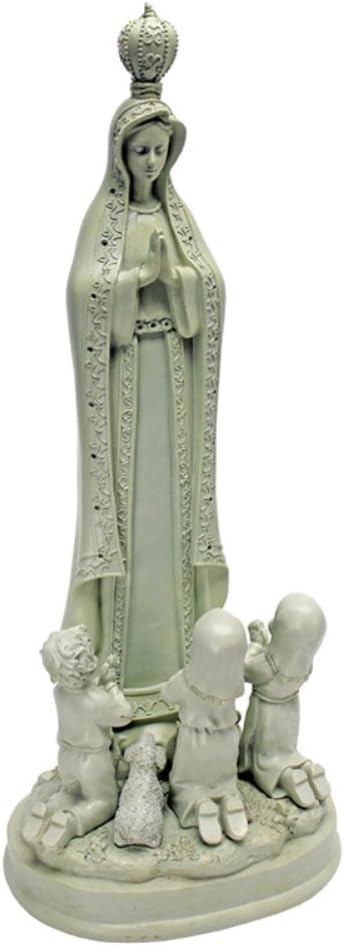 Design Toscano Our Lady of Fatima Indoor/Outdoor Religious Garden Statue, Large, 12 Inches Wide, 14 Inches Deep, 32 Inches High, Resin, Faux Stone Finish