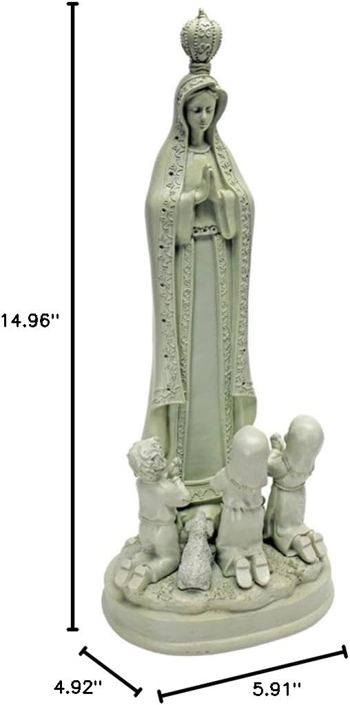 Design Toscano Our Lady of Fatima Indoor/Outdoor Religious Garden Statue, Large, 12 Inches Wide, 14 Inches Deep, 32 Inches High, Resin, Faux Stone Finish