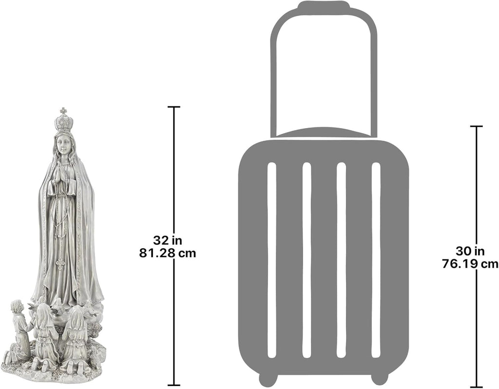 Design Toscano Our Lady of Fatima Indoor/Outdoor Religious Garden Statue, Large, 12 Inches Wide, 14 Inches Deep, 32 Inches High, Resin, Faux Stone Finish