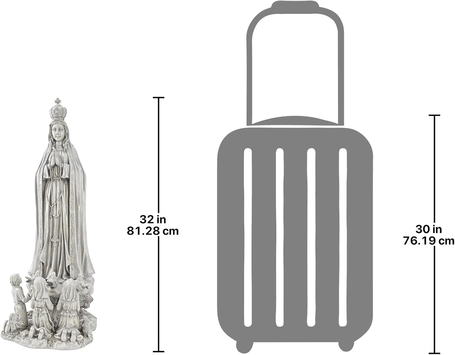 Design Toscano Our Lady of Fatima Indoor/Outdoor Religious Garden Statue, Large, 12 Inches Wide, 14 Inches Deep, 32 Inches High, Resin, Faux Stone Finish