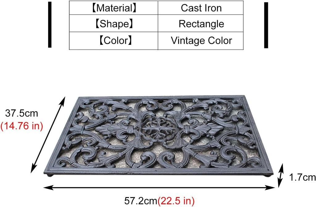 ZALN Welcome Front Door Mat for Outdoor Entrance, Wrought Iron Entrance Way Mat Rectangle, Farmhouse Funny Doormats All Weather, 22.5 Inch Long