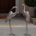 Kircust Garden Crane Statues, Standing Metal Patina Heron Decoy Outdoor Statue, 42-46 Inch Bird Yard Art for Patio Lawn Pond, Set of 2