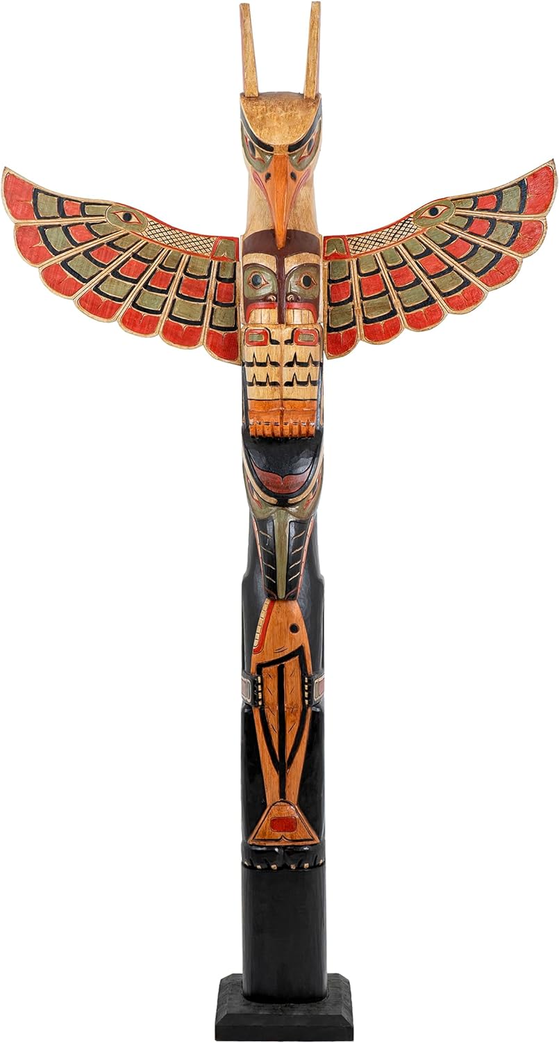 Skull Bliss - Hand-Carved Totem Pole - Cosmo/Sustainably Sourced Wooden Home Decor/Outdoor Garden Yard Decorations/Bali-Crafted Patio Large Wood Statues for Home and Outside