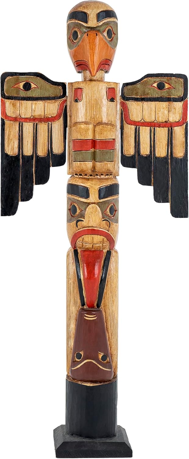 Skull Bliss - Hand-Carved Totem Pole - Cosmo/Sustainably Sourced Wooden Home Decor/Outdoor Garden Yard Decorations/Bali-Crafted Patio Large Wood Statues for Home and Outside