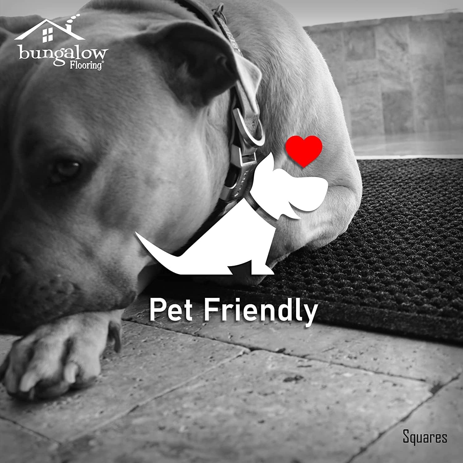 Bungalow Flooring Waterhog Door Mat, 4' x 6' Made in USA, Durable and Decorative Floor Covering, Skid Resistant, Indoor/Outdoor, Water-Trapping, Squares Collection, Charcoal