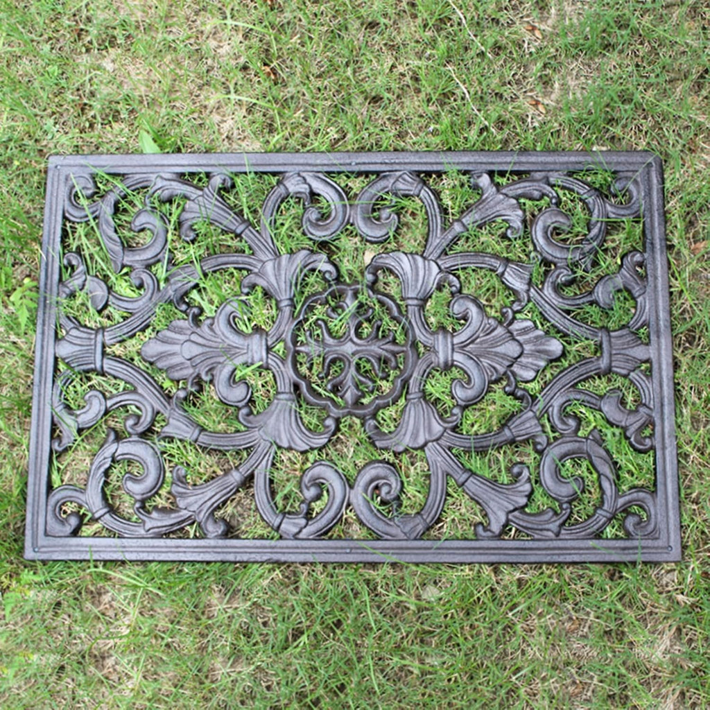 ZALN Welcome Front Door Mat for Outdoor Entrance, Wrought Iron Entrance Way Mat Rectangle, Farmhouse Funny Doormats All Weather, 22.5 Inch Long