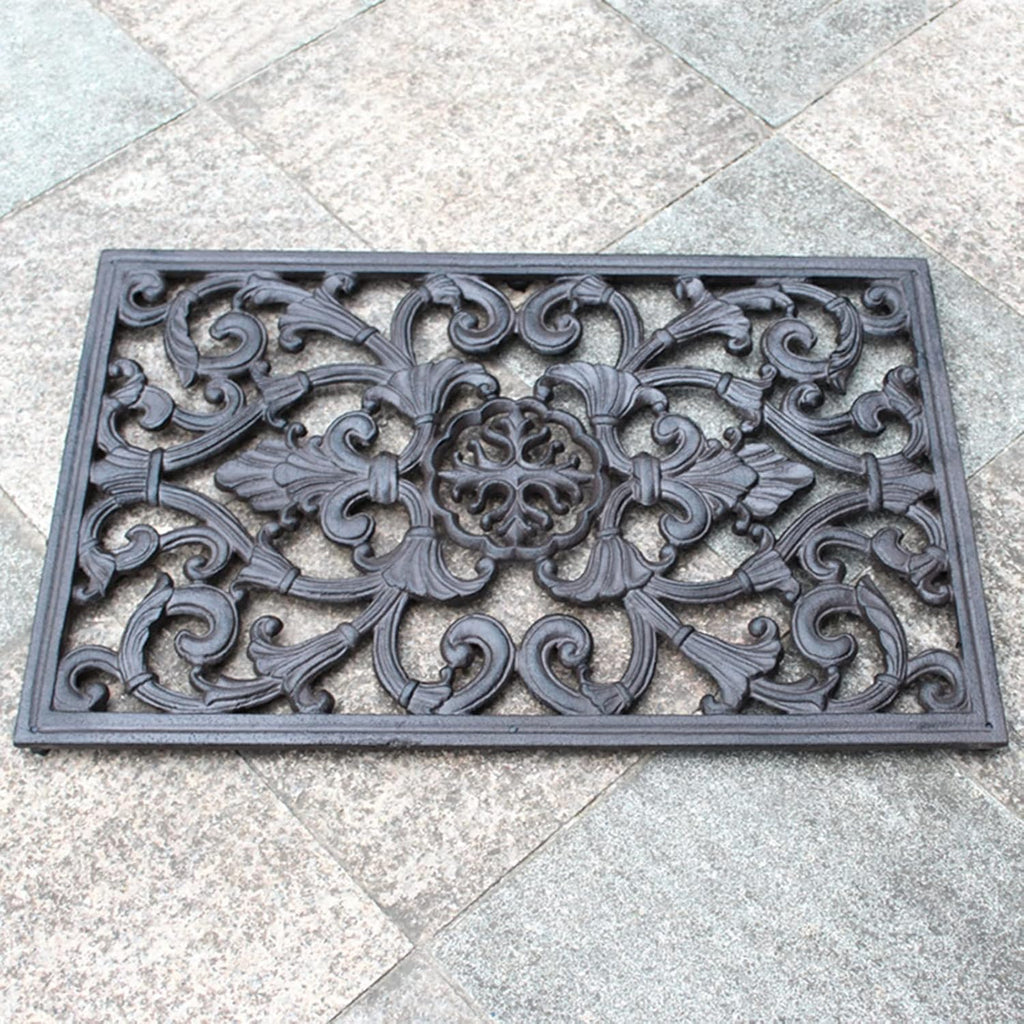 ZALN Welcome Front Door Mat for Outdoor Entrance, Wrought Iron Entrance Way Mat Rectangle, Farmhouse Funny Doormats All Weather, 22.5 Inch Long