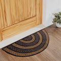 VHC Brands Farmhouse Primitive Jute Black Striped Area Rug Rectangle w/Floor Pad 60"x96"