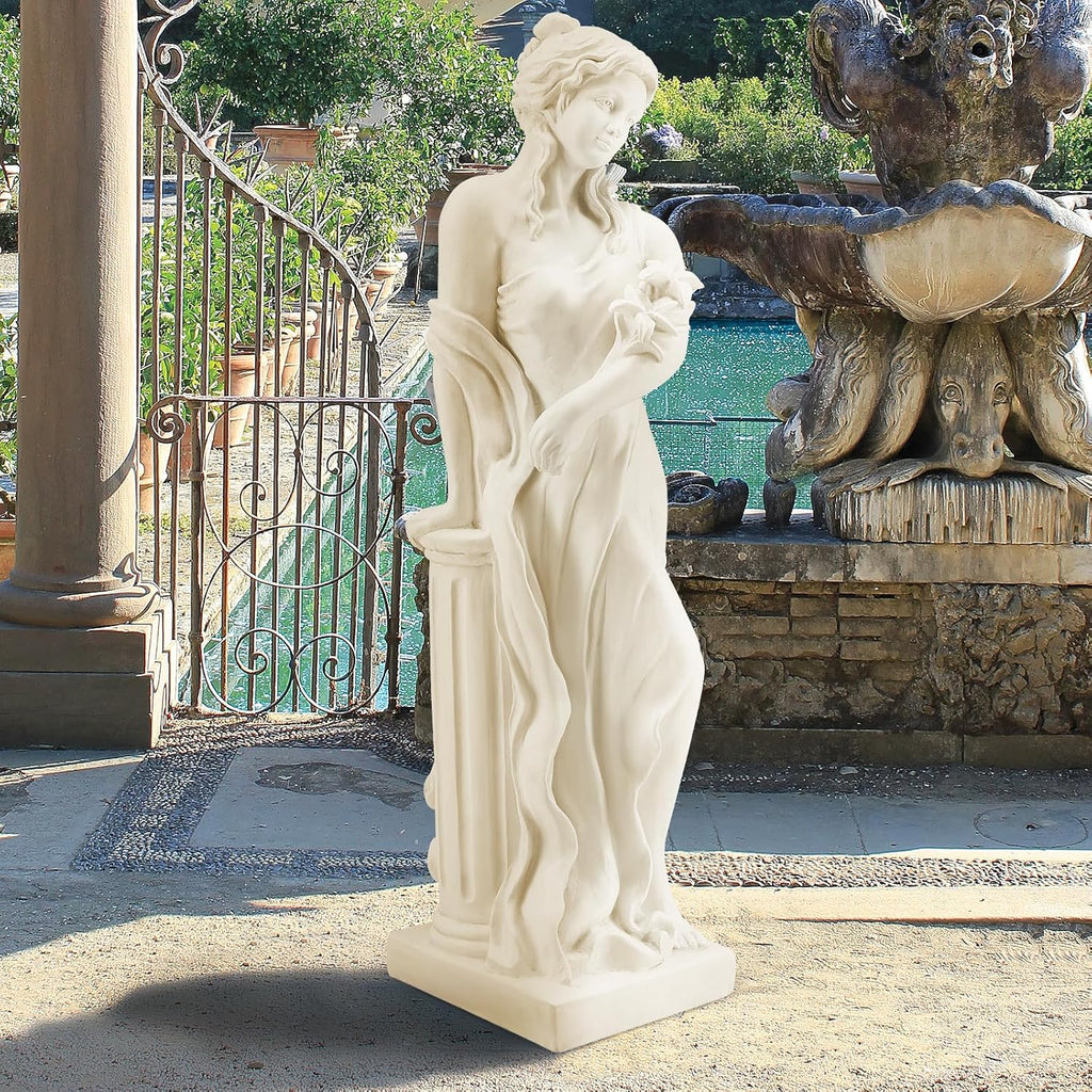 YOLENY 51'' Large Outdoor Garden Nymph Statue, Goddess of Spring Flowers, Roman Style Sculptures Decorations, Religious Garden Statue for Patio Lawns