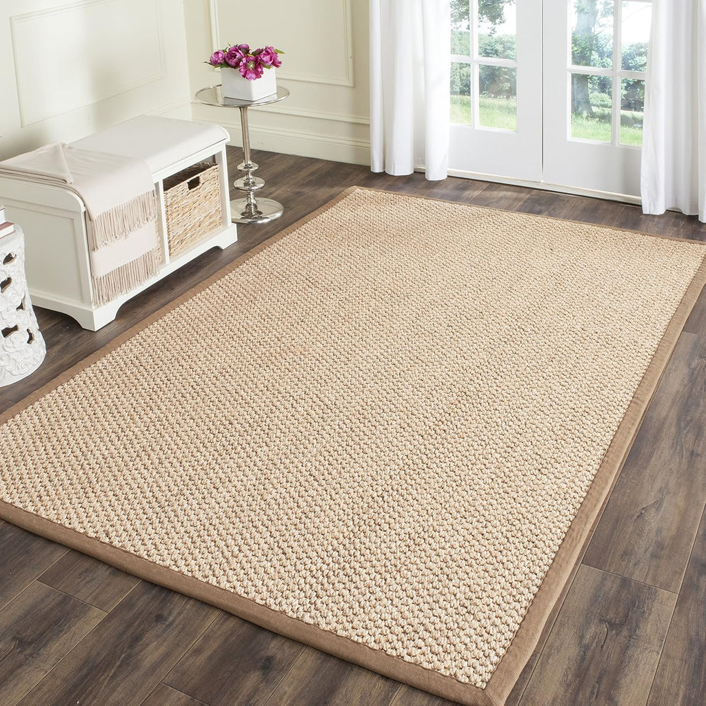 SAFAVIEH Area Rug 5x8 - Natural Fiber Collection - Natural Brown, Sisal, Woven Design with Border (NF525B)